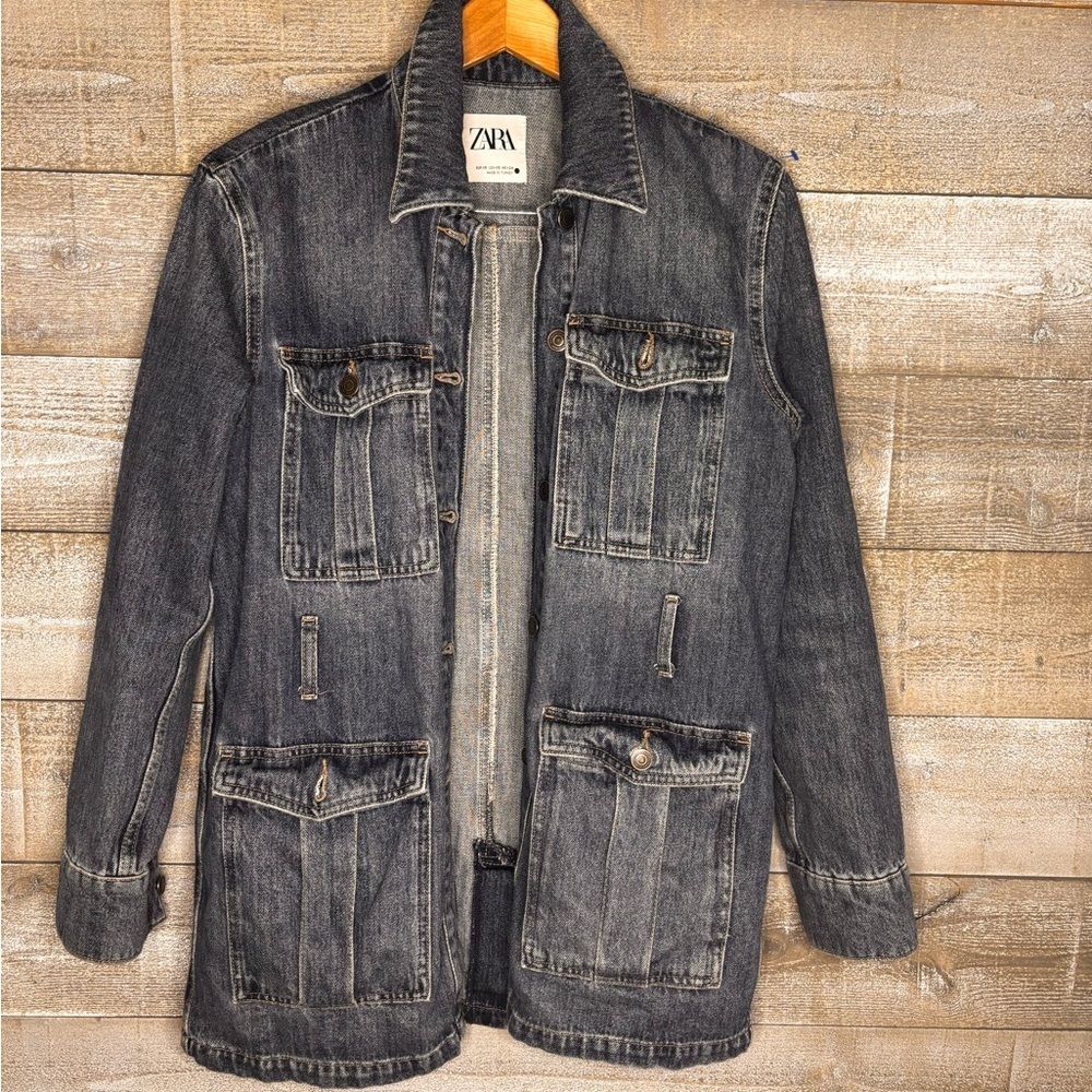 Zara XS womens Denim oversized Jacket